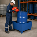 Steel Spill Pallet for 1 x 200 Litre Drum, 238 Litre Containment, Powder Coated Blue, for Safe Storage of Flammable Liquids