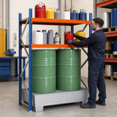 Galvanised Steel Drum and Small Container Rack with Adjustable Shelves, 1364 x 816 x 2000 mm, for Secure Storage of Flammable Liquids