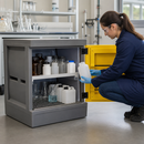 Polyethylene Mini Cabinet with Slide-Out Spill Pallet, 610 x 640 x 600 mm, for Safe Storage of Corrosive Liquids (1 Unit)