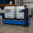 Steel Spill Pallet for 2 x 1000 Litre IBCs, 1180 Litre Containment, Powder Coated Blue, for Safe Storage of Flammable Liquids