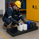 Polyethylene Spill Tray for Small Containers, 20 Litre Containment, 995 x 395 x 90mm, for Hazardous Material Storage