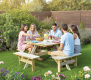 Premium Square Picnic Table with Natural Finish, Seats Eight, and 35mm Parasol Hole for Outdoor Use | COSHH | UK