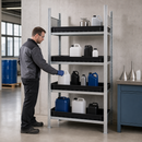 Hazmat Small Container Rack with 4 Polyethylene Spill Trays, 1060 x 637 x 2000 mm, for Safe Chemical Storage