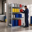 Galvanised Steel Hazmat Small Container Rack with 4 Grids, 1306 x 726 x 2000 mm, for Storing Flammable Liquids