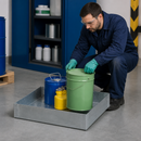 Galvanised Steel Spill Tray for Small Containers, 40 L Capacity, 600 x 800 x 120 mm, for Safe Storage of Hazardous Materials