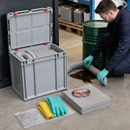 Polyethylene Mobile Euro Stackable Spill Kit for Oil, 26L Absorption Capacity, with Mats, Socks, Gloves & Goggles (Pack of 1)