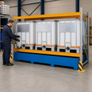 Painted Steel Spill Tray for Pallet Racks, 3280 x 1300 x 420 mm, 1200 L Containment, 6000 kg Load Capacity, for Hazardous Materials Storage