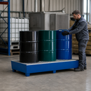 Steel Spill Pallet for 3 x 205 Litre Drums, 386 Litre Containment, with Galvanised Grid, for Safe Storage of Flammable Liquids