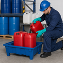 Polyethylene Spill Tray for Small Containers, 60 Litre Containment, 240 kg Load Capacity, Blue, for Safe Chemical Storage