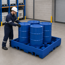 Polyethylene Spill Pallet for 4 x 200 Litre Drums, 440 Litre Containment, Forklift Accessible, for Safe Storage Solutions