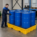 Polyethylene Spill Pallet for 6 x 200 Litre Drums, 423 Litre Containment, 800 kg Load Capacity, with Grid, for Hazardous Substance Storage