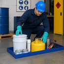 Steel Spill Tray for Small Containers, 20 Litre Containment, 987 x 400 x 75 mm, for Safe Hazardous Material Storage