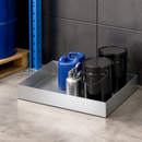 Stainless Steel Spill Tray for Small Containers, 50 L Capacity, Compact Design, for Safe Storage of Hazardous Materials
