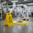 Premium Warning Sign and Frame for Chemical Neutralisation - Effective Spill Identification and Action Guidance | BS 7959 | UK