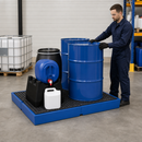 Polyethylene Spill Pallet for 4 x 205 Litre Drums, 287 Litre Containment, with Grid, for Chemical Storage