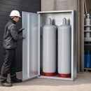 Steel Gas Cylinder Cabinet for 2 x 33 kg Cylinders, Hot Dip Galvanised, 1-Wing Door, for Outdoor Use