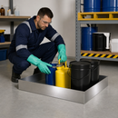 50 Litre Stainless Steel Spill Tray for Small Containers, Compact Design, for Safe Hazardous Material Storage (Pro-Line)