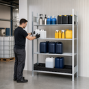 Polyethylene Galvanised Small Container Rack with PE Spill Tray, 1360 x 637 x 2000 mm, for Safe Chemical Storage (Basic Unit)