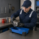Powder Coated Steel Spill Tray for Small Containers, 5 L Containment, 250 x 400 x 95 mm, for Workplace Use