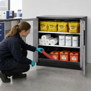 Steel Half Height Chemical Cabinet with Spill Pallet, Anthracite & Silver, 2 Adjustable Shelves, 27L Containment Volume