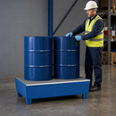 2mm Steel Spill Pallet for 2 x 205 Litre Drums with Removable Grid for Safe Liquid Storage