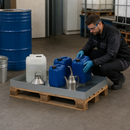 Galvanised Steel Spill Tray for Small Containers, 60 L Capacity, 766 x 1186 x 100 mm, for Safe Hazardous Material Storage