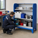 Steel Chemical Storage Cabinet with Roller Shutter, 1162 x 630 x 1206 mm, for Safe Storage of Water-Polluting Liquids