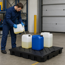 Polyethylene Spillage Deck Element with PE Surface, 800 x 1200 x 125 mm, 90 L Containment, 700 kg Load Capacity, for Chemical Handling