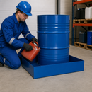 Powder Coated Steel Spill Tray for 1 x 60 Litre Drum, 80 Litre Containment, 785 x 635 x 178 mm, for Safe Storage of Flammable Liquids