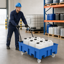 Mobile 240L Polyethylene Spill Tray for Small Containers, 360kg Load Capacity, with Forklift Pockets, for Safe Transportation (Blue)