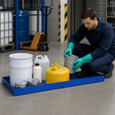 Powder Coated Steel Spill Tray for 20 Litre Containers, 987 x 400 x 75 mm, 200 kg Load Capacity, for Safe Hazardous Material Storage