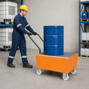 2mm Steel Mobile Spill Pallet for 1 x 205 Litre Drum, 238 Litre Containment, with Galvanised Grid, for Safe Hazardous Material Handling (Pack of 1)