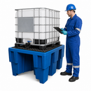 Polyethylene Spill Pallet for 1 x 600 Litre IBC, 660 Litre Containment, with Grid, for Safe Chemical Storage