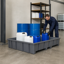 Polyethylene Spill Tray for Racks with 2700mm Shelf Width, 1100L Containment, 2680 x 1315 x 490mm, for Hazardous Chemical Storage