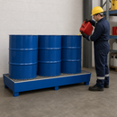 Steel Spill Pallet for 3 x 205 Litre Drums, 386 Litre Containment, with Galvanised Grid, for Safe Storage of Flammable Liquids