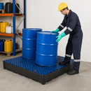 Polyethylene Spill Tray with Grid, 205 L Containment, 1168 x 1168 x 180 mm, for Chemical Storage