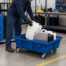 Mobile 69L Polyethylene Spill Tray for Small Containers, Blue, with Castors (120kg Load Capacity)