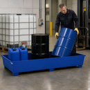 Welded Steel Spill Tray for 2700mm Shelves, 1200L Containment, 4000kg Load Capacity, for Hazardous Materials Storage