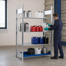 Steel Hazmat Small Container Rack with 3 Grids, Painted Spill Tray, 1360 x 637 x 2000 mm, for Storing Flammable Liquids