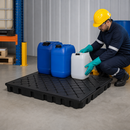 Reformed Polyethylene Spillage Deck Element, 1350 x 1200 x 125 mm, 135L Containment, 840 kg/m² Load Capacity, for Chemical Safety