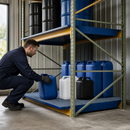 Welded Steel Spill Tray with Painted Grid for 1825mm Shelves, 270L Containment, 2000kg Load Capacity (Gentian Blue), for Hazardous Materials Storage