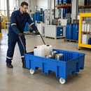 Mobile 240L Polyethylene Spill Tray for Small Containers, 360kg Load Capacity, with Forklift Pockets, for Safe Transportation (Blue)
