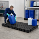 Polyethylene Spillage Deck Element with Anti-Slip Surface, 2700 x 1200 x 125 mm, 295 L Containment Volume, Load Capacity 3500 kg/m², for Chemical Storage