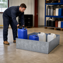 Galvanised Steel Spill Pallet for 2 x 205 Litre Drums, 485 Litre Containment, Compact Design, for Safe Storage of Flammable Liquids