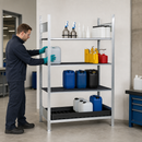 Polyethylene Galvanised Small Container Rack with 3 PE Grids and Spill Tray, 1360 x 637 x 2000 mm, for Safe Chemical Storage (Basic Unit)