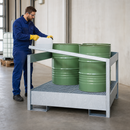Galvanised Steel Hazmat Station for 4 x 200 Litre Drums, 465 Litre Containment, with Removable Grid, for Safe Storage of Flammable Liquids