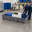 Polyethylene Spill Tray for Racks with 2700mm Shelf Width, 1100L Containment, 2680 x 1315 x 490mm, for Hazardous Chemical Storage