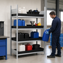 Polyethylene Hazmat Small Container Rack with 4 PE Spill Trays, 1360 x 637 x 2000 mm, for Safe Chemical Storage