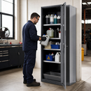 Anthracite Sheet Steel Chemicals Cabinet with 3 Shelves & Spill Pallet, 19L Containment, for Safe Storage of Hazardous Liquids