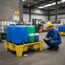 Drip Tray 70 Litre 804mm x 608mm x 315mm Yellow with Black Grid for Small Container Spill Control